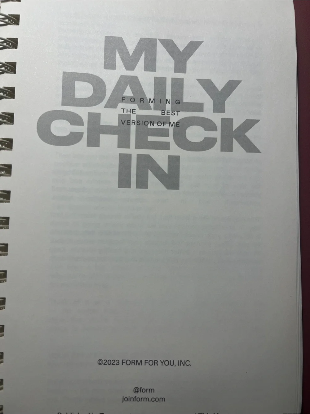 My Daily Check-In Spiral Notebook — White with Gold Text